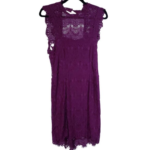 Free People Body Con Lace Open Back Magenta Purple Witchy Dress sz M - Picture 4 of 13